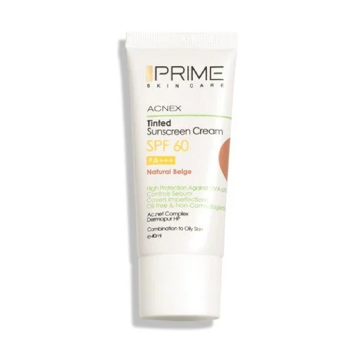 کرم ضدآفتاب رنگی SPF 60 بژ طبیعی پرایم 40 میلی لیتر
