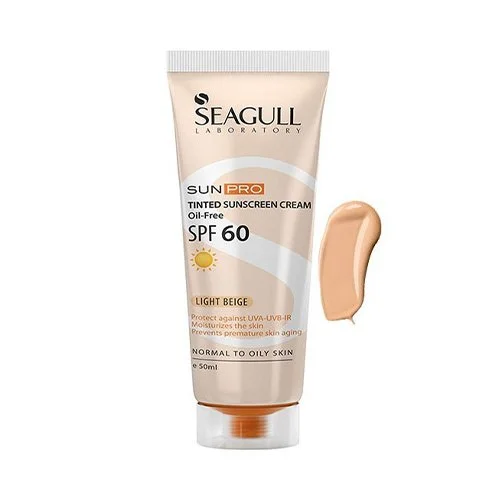 کرم ضد آفتاب spf 60 رنگی بژ روشن فاقد چربی سی گل 50 میلی لیتر